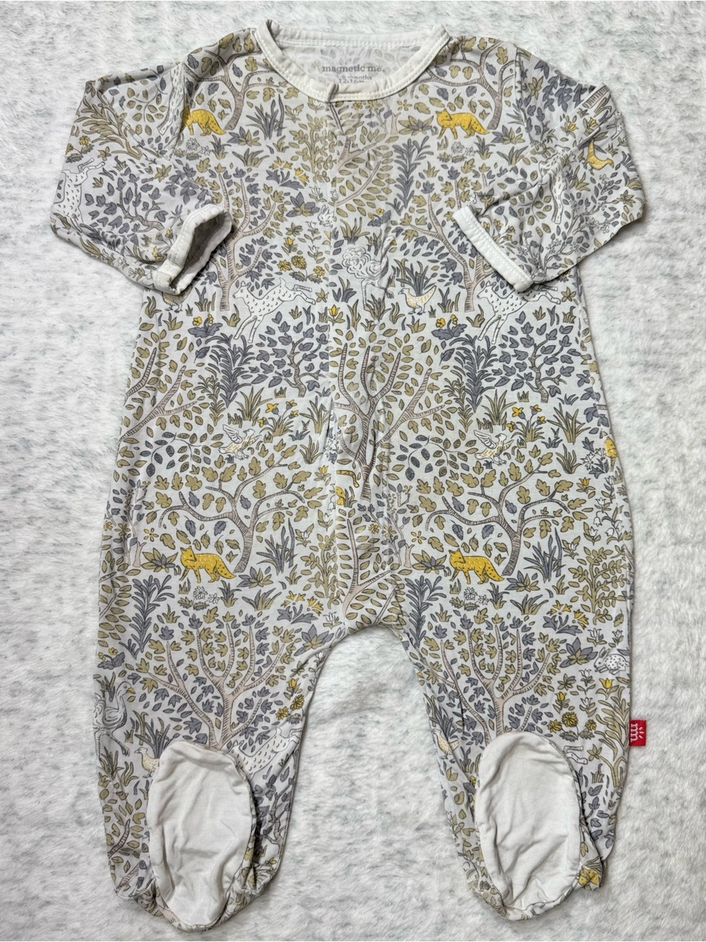 Magnetic Me Woodland Fox Footie Sleeper 3-6M Baby Modal Mustard Forest Neutral